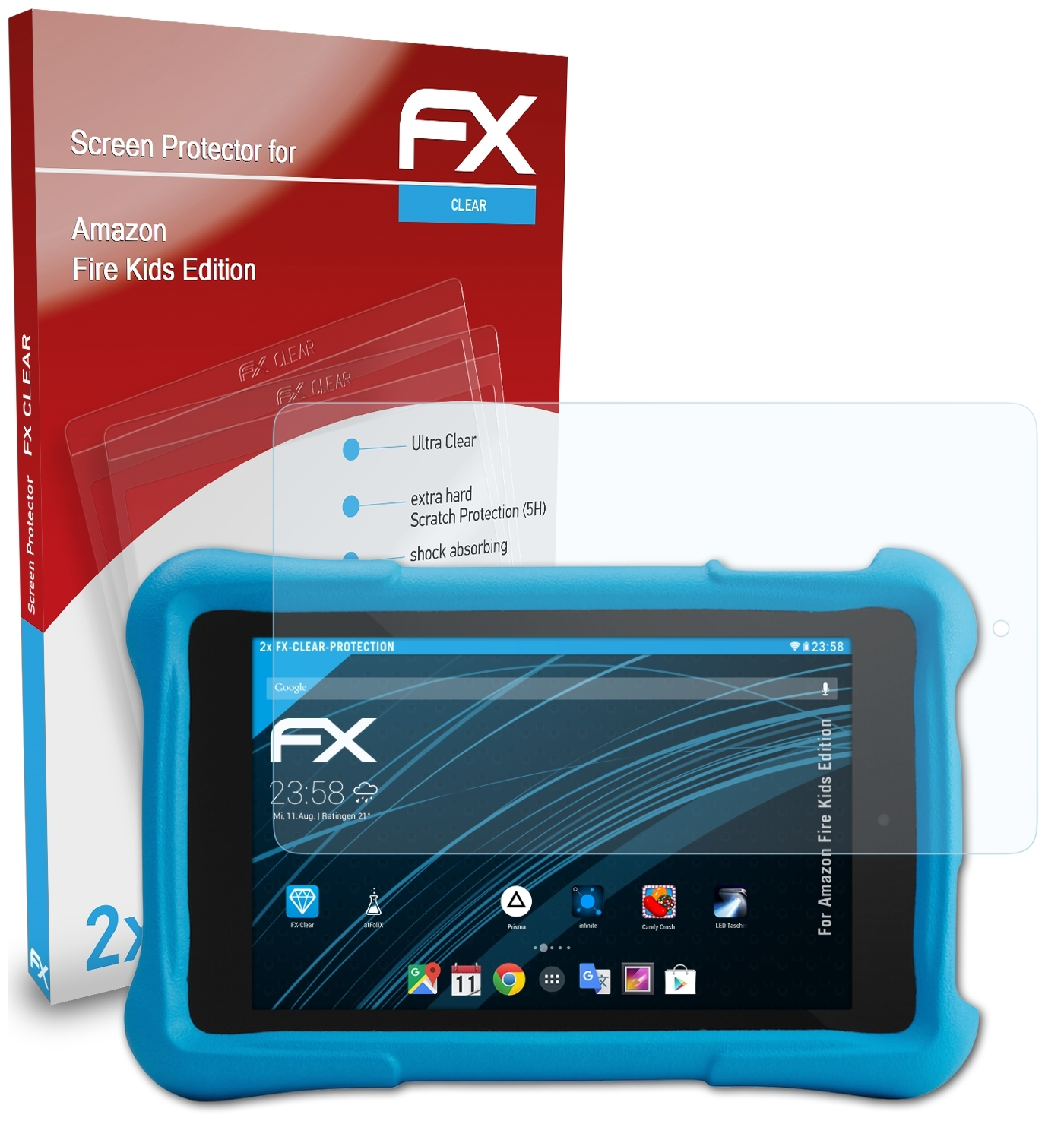 2x Fire Amazon FX-Clear Edition) Kids ATFOLIX Displayschutz(für