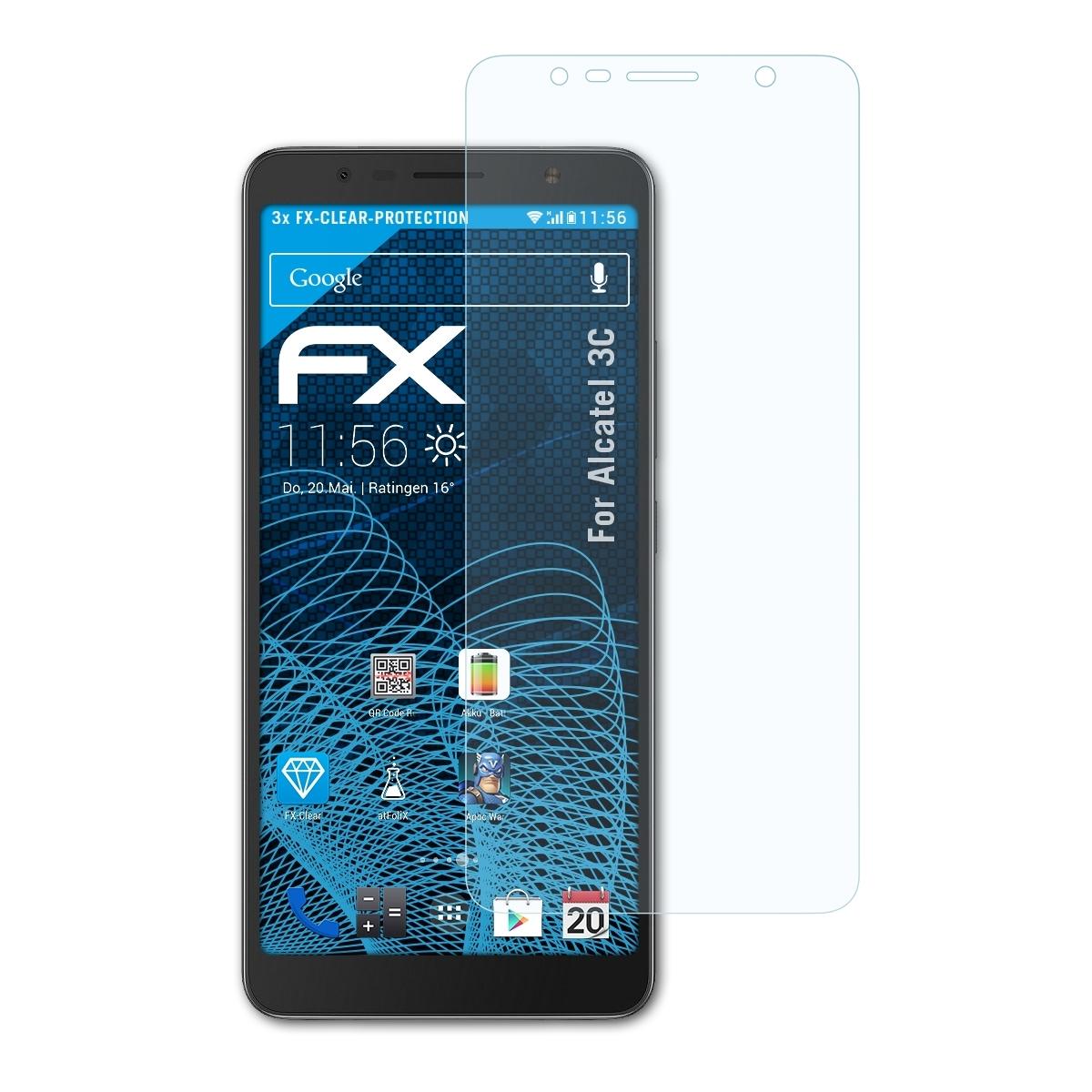 ATFOLIX 3x Alcatel FX-Clear 3C) Displayschutz(für