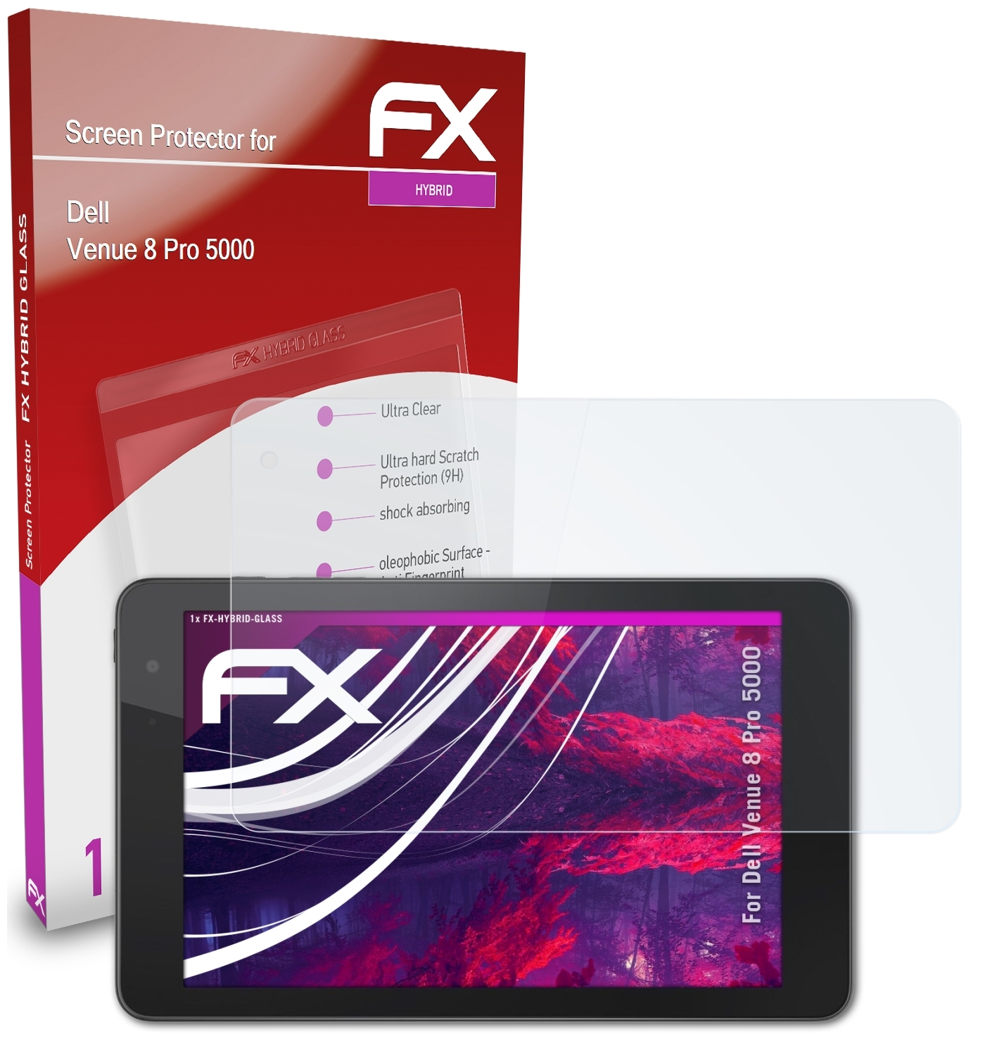 5000) Venue Dell Pro 8 ATFOLIX FX-Hybrid-Glass Schutzglas(für