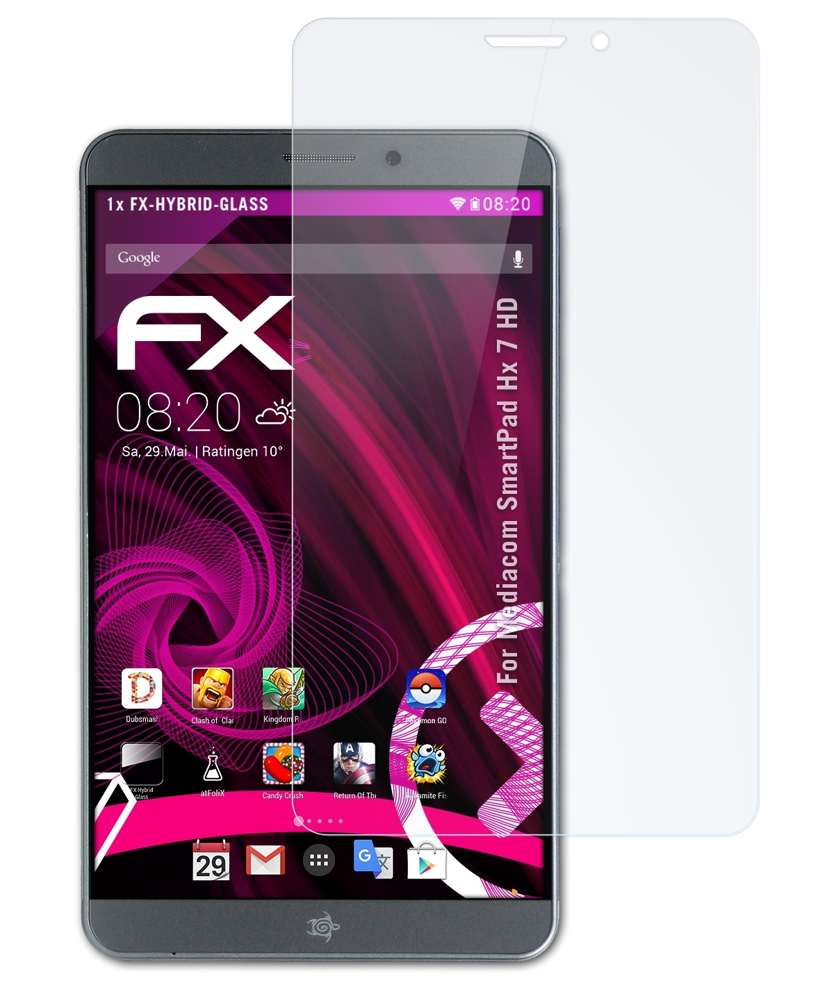 ATFOLIX FX-Hybrid-Glass Schutzglas(für Mediacom 7 SmartPad HD) Hx