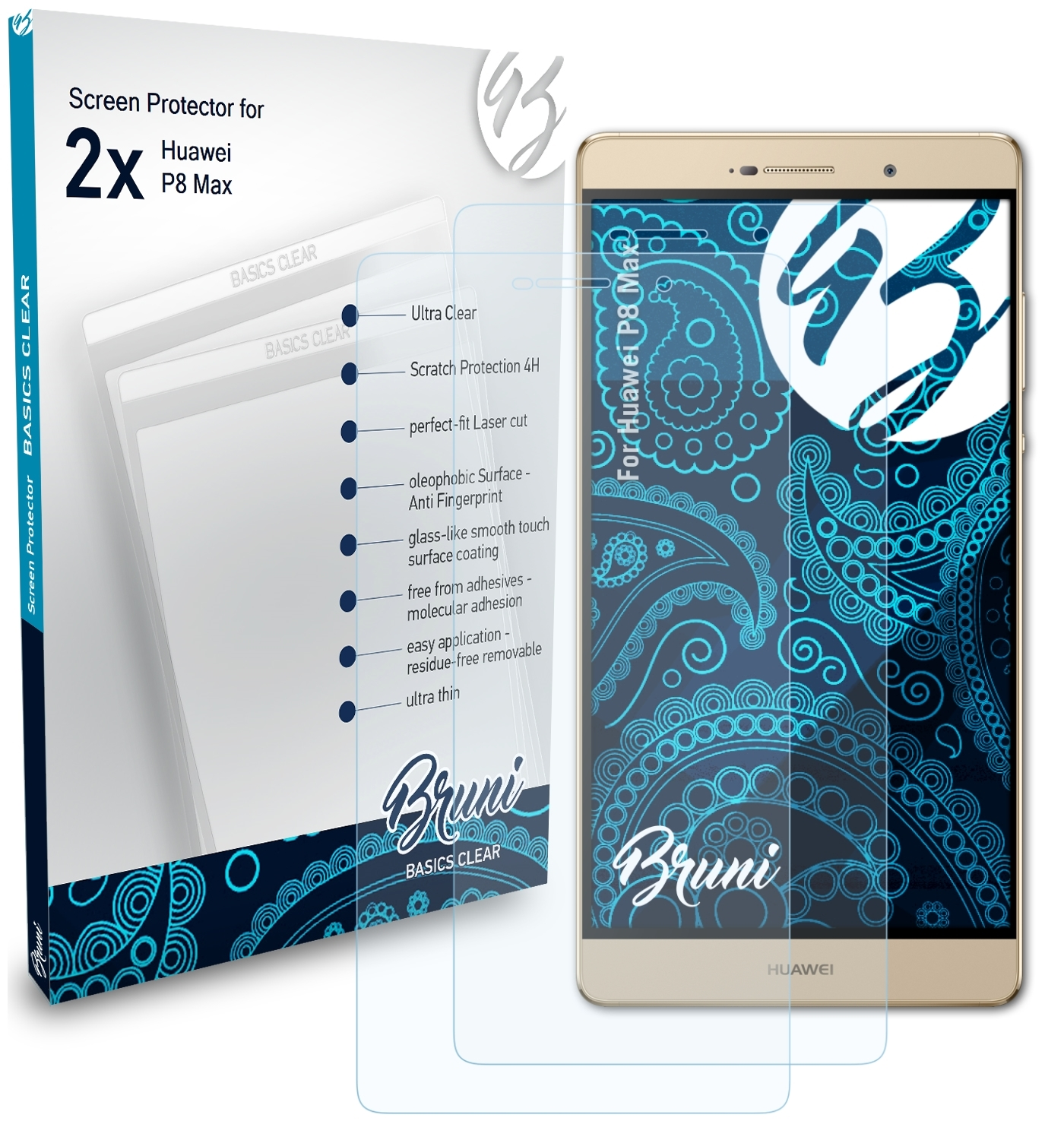 BRUNI 2x Basics-Clear Schutzfolie(für P8 Huawei Max)