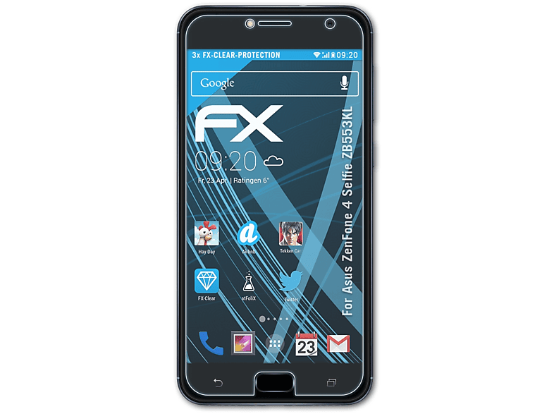 (ZB553KL)) 4 FX-Clear Selfie Displayschutz(für ZenFone 3x Asus ATFOLIX
