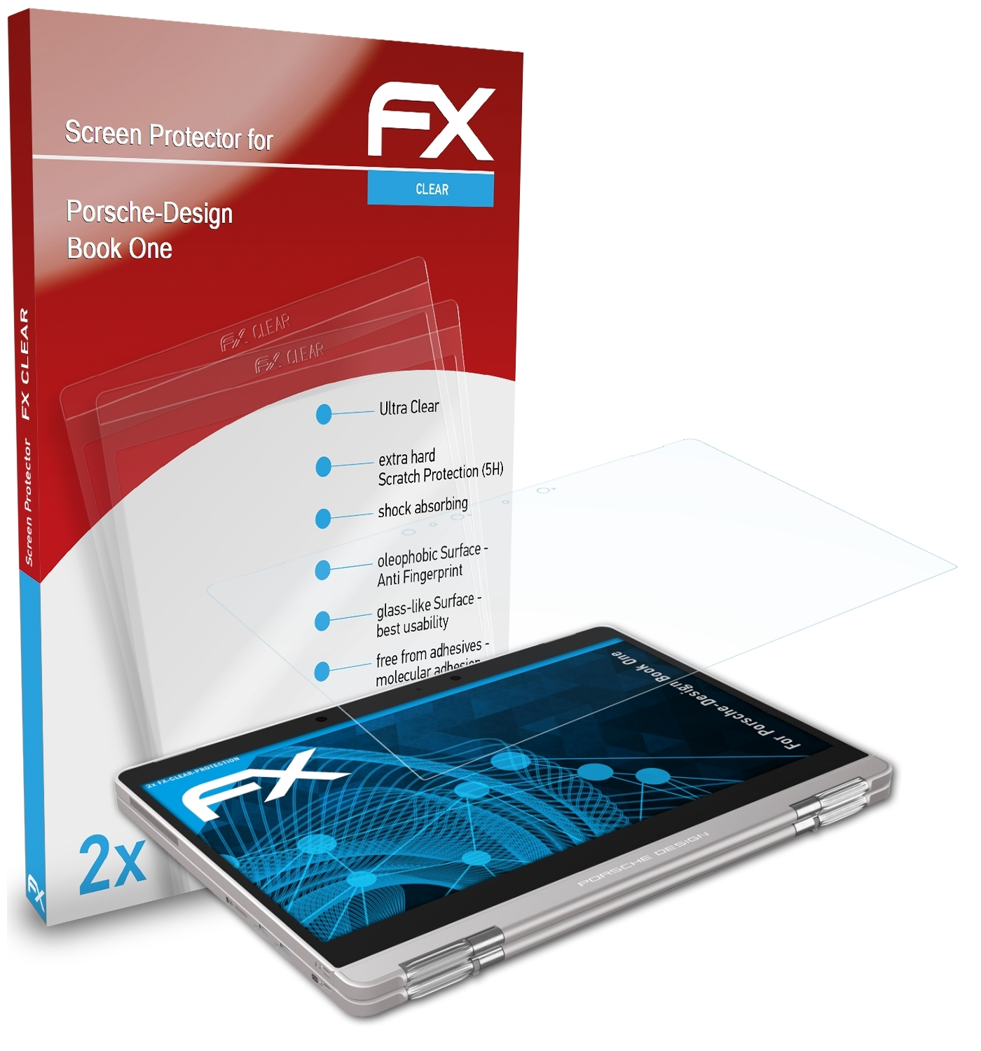 ATFOLIX 2x Book One) Porsche-Design Displayschutz(für FX-Clear