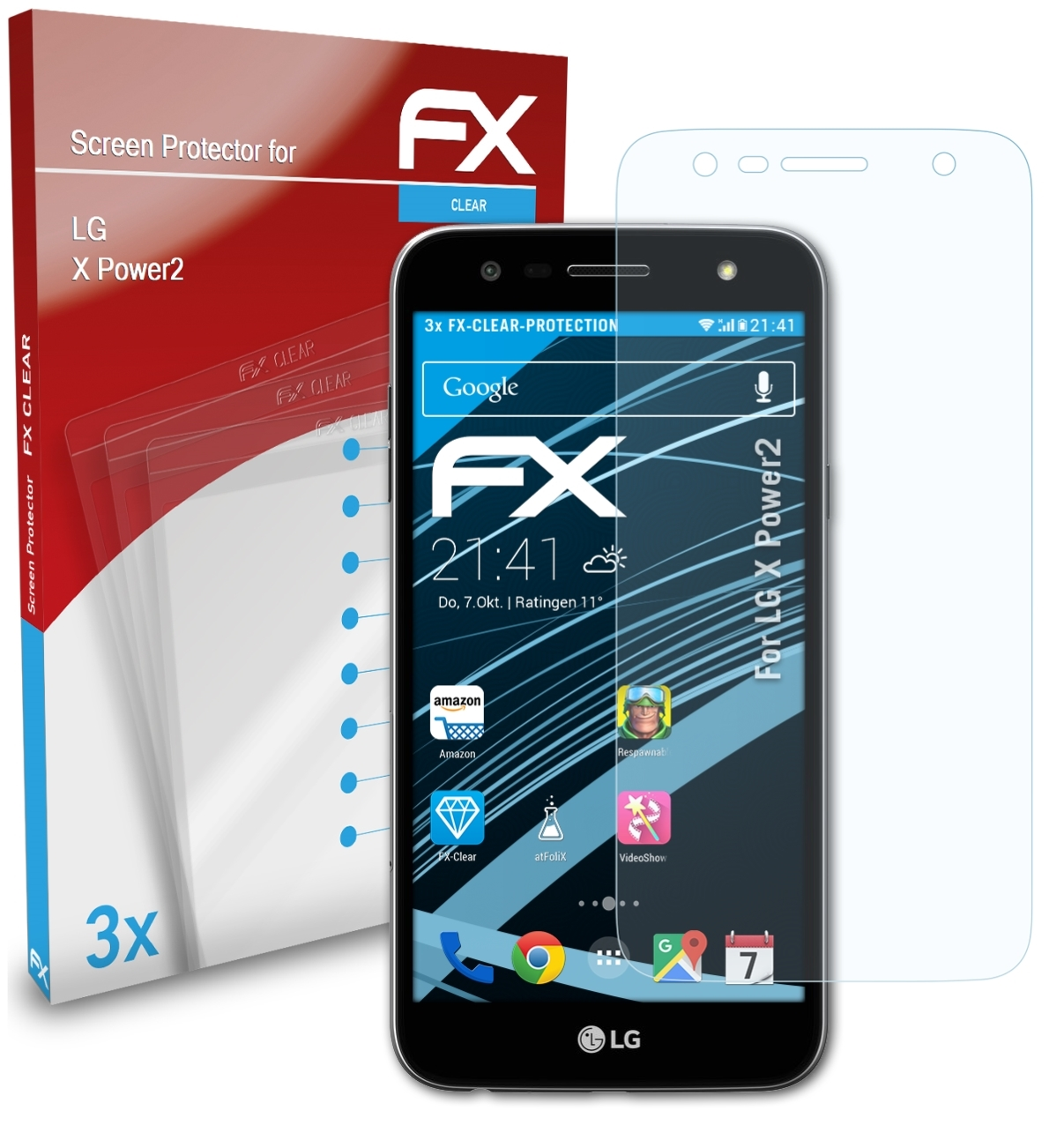 LG FX-Clear ATFOLIX Displayschutz(für X Power2) 3x