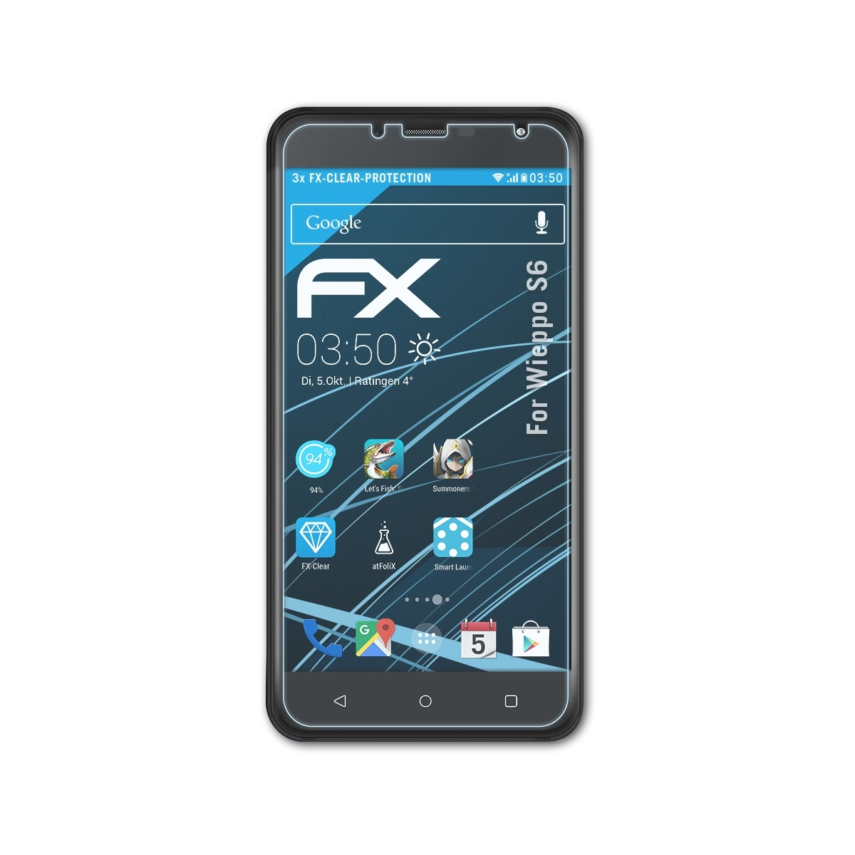 ATFOLIX 3x FX-Clear Displayschutz(für Wieppo S6)