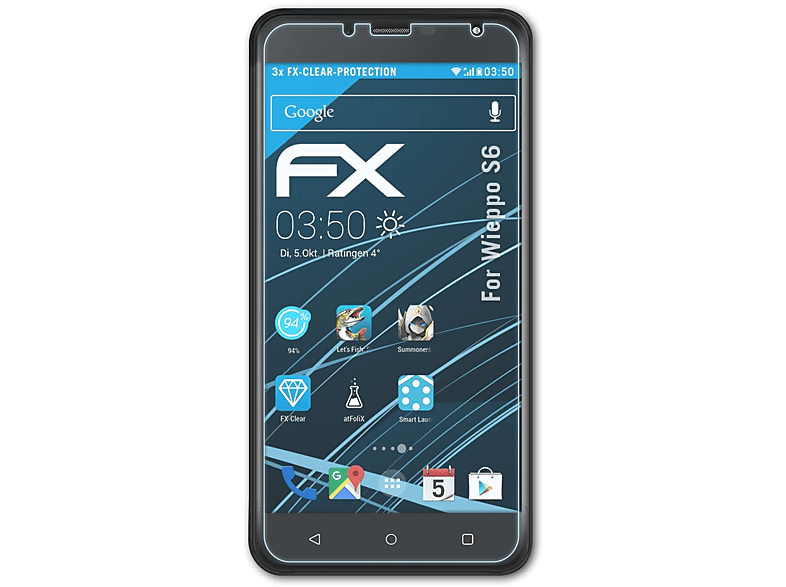 ATFOLIX 3x Wieppo S6) FX-Clear Displayschutz(für