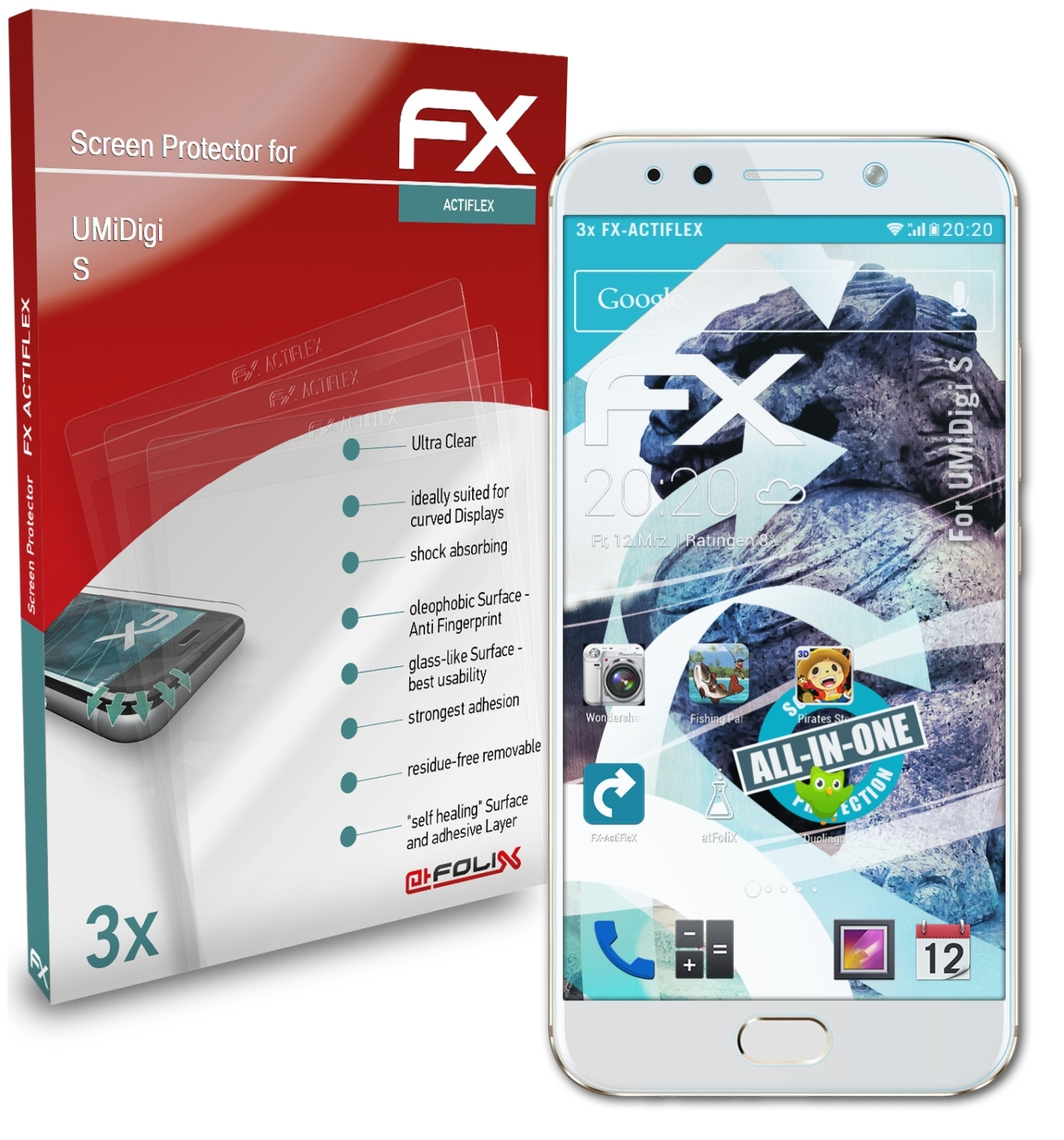 3x S) Displayschutz(für UMiDigi ATFOLIX FX-ActiFleX