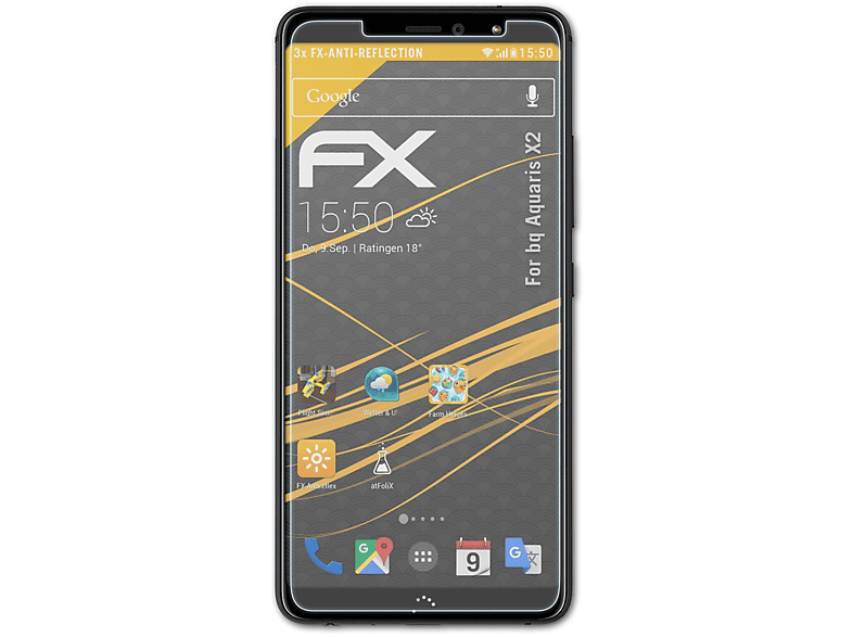 ATFOLIX 3x FX-Antireflex Displayschutz(für bq Aquaris X2)