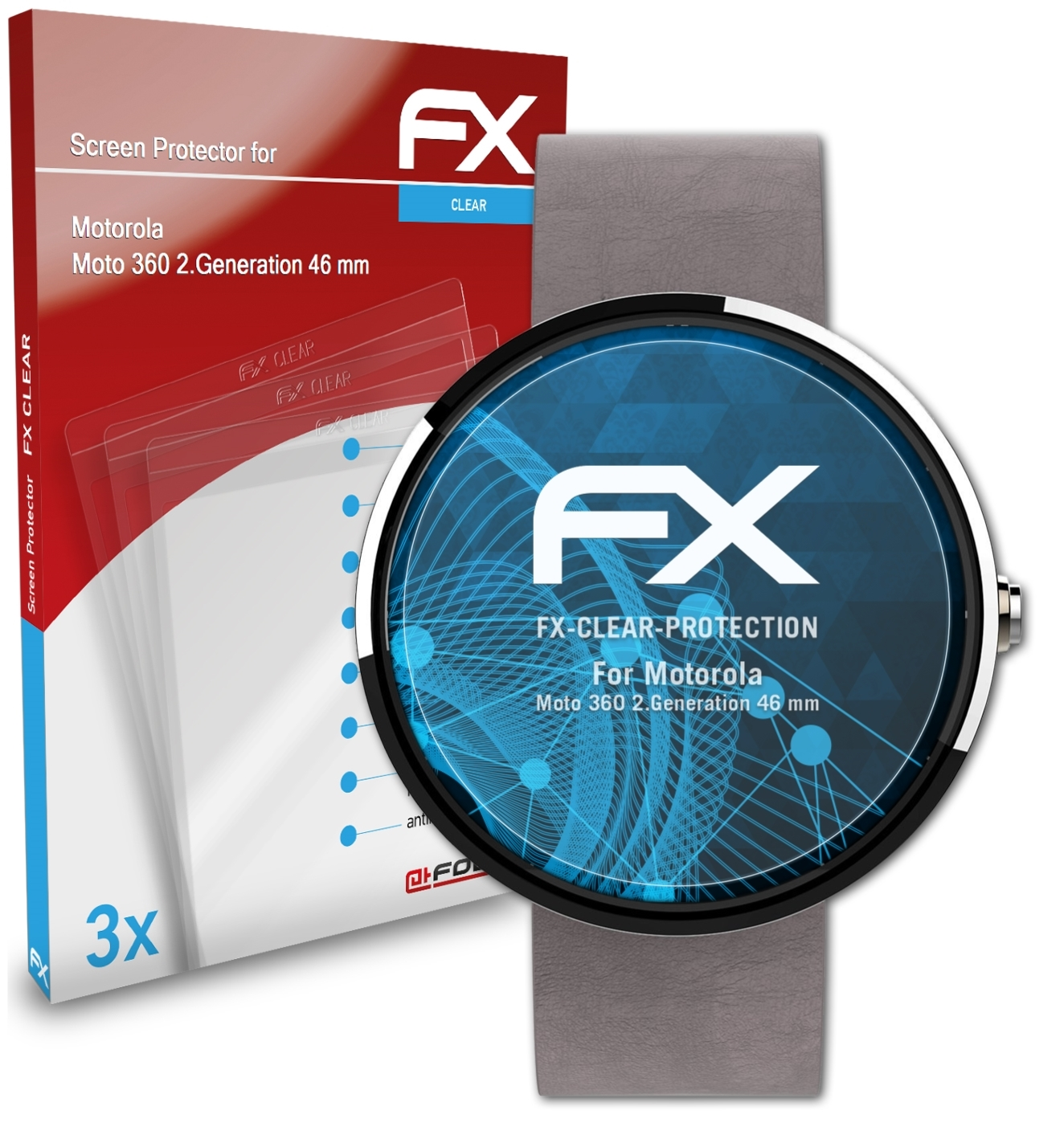 ATFOLIX 3x FX-Clear 2.Generation 360 (46 mm)) Moto Displayschutz(für Motorola