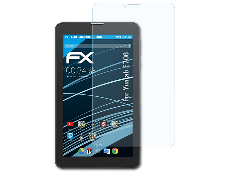 ATFOLIX 2x FX-Clear Displayschutz(für Yuntab E706)