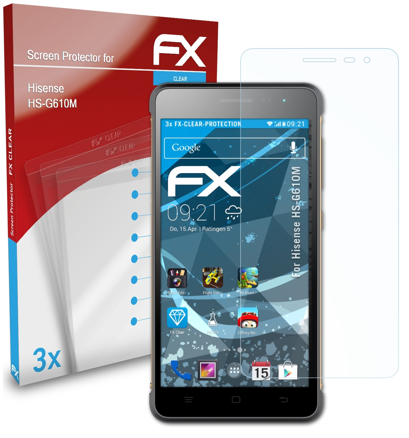 ATFOLIX 3x FX-Clear Displayschutz(für Hisense HS-G610M)