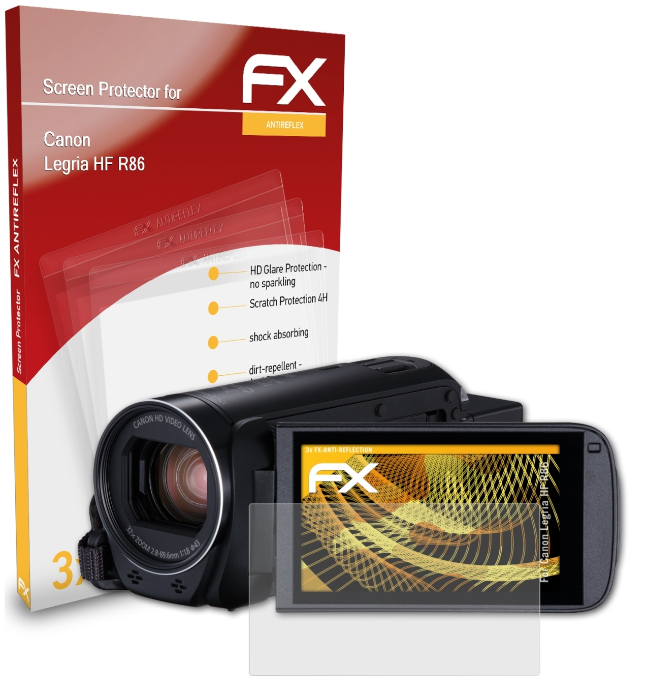 ATFOLIX 3x FX-Antireflex Displayschutz(für HF Canon R86) Legria