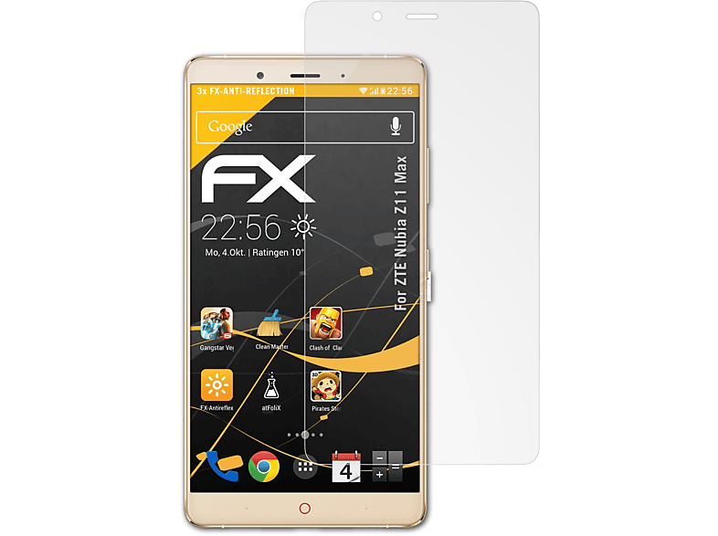ATFOLIX 3x FX-Antireflex Displayschutz(für ZTE Nubia Z11 Max) | Displayschutzfolien & Gläser