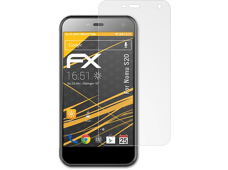 ATFOLIX 3x FX-Antireflex Displayschutz(für Nomu S20)