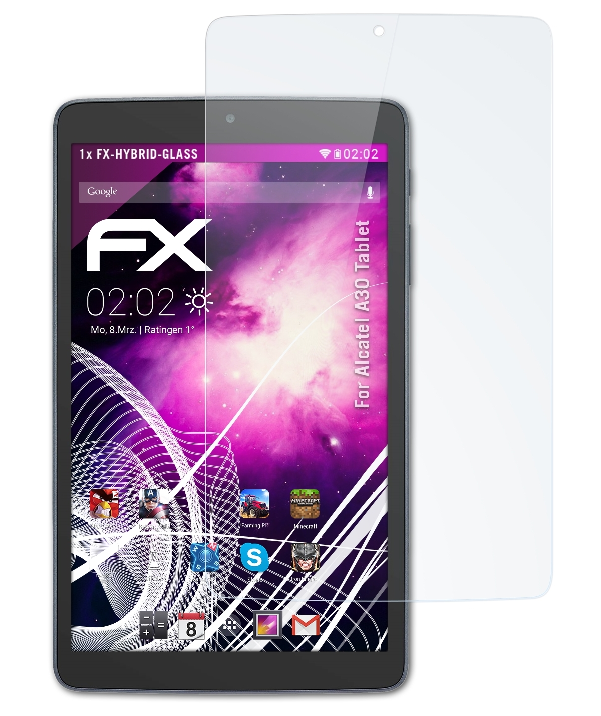 ATFOLIX A30 Tablet) Alcatel FX-Hybrid-Glass Schutzglas(für