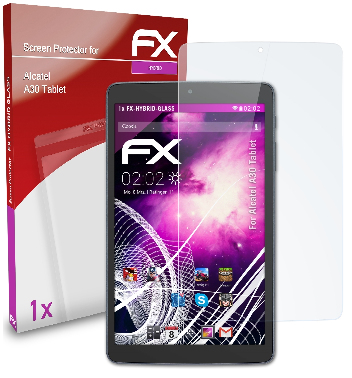 ATFOLIX A30 Tablet) Alcatel FX-Hybrid-Glass Schutzglas(für