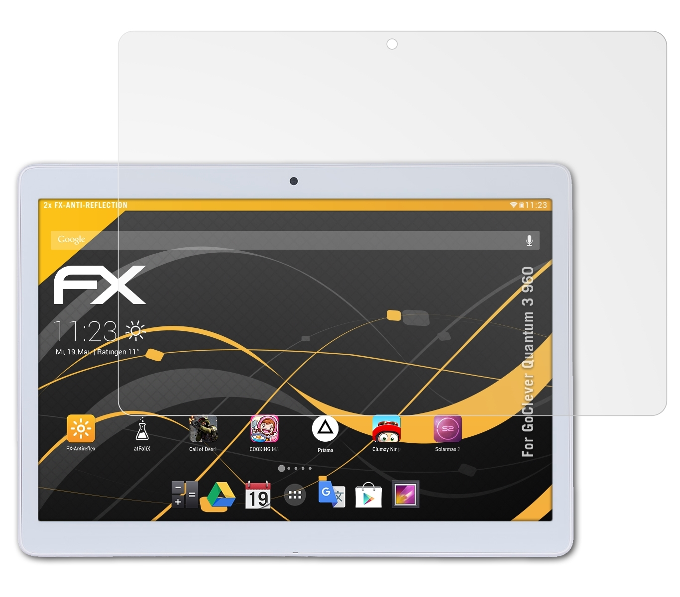 ATFOLIX 2x FX-Antireflex Displayschutz(für GoClever Quantum 3 960)