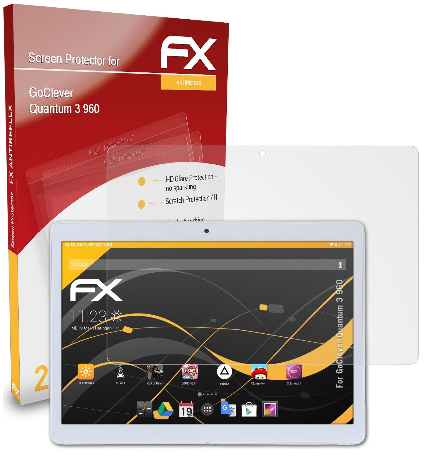 GoClever Displayschutz(für 3 Quantum ATFOLIX FX-Antireflex 960) 2x