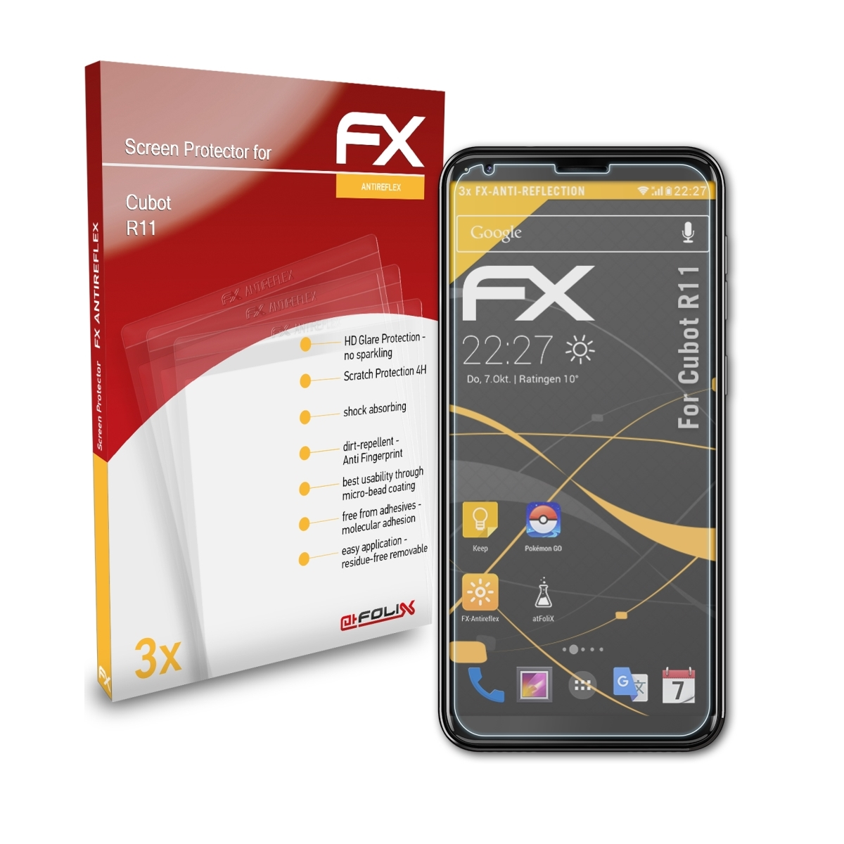 Cubot FX-Antireflex ATFOLIX R11) Displayschutz(für 3x