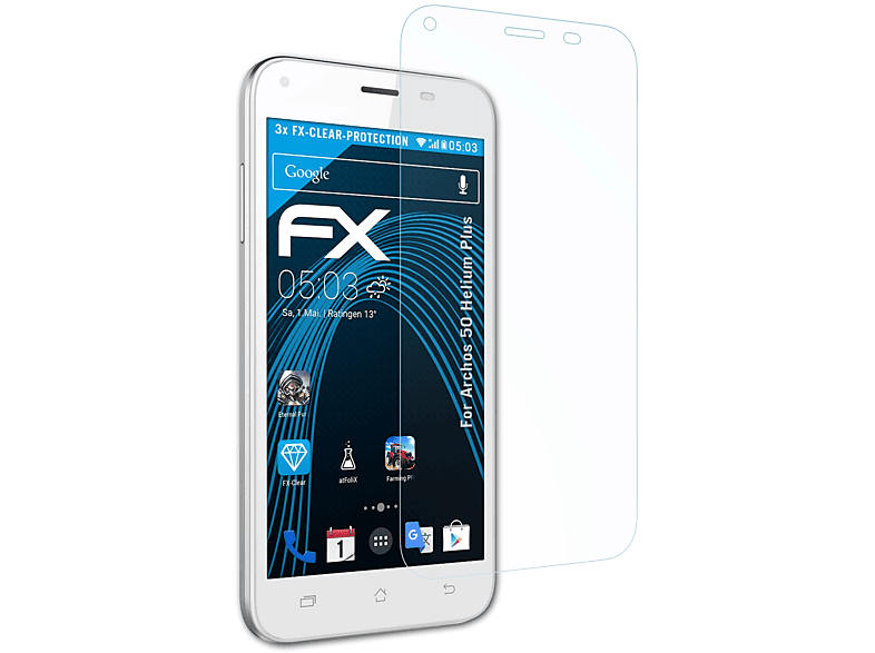 ATFOLIX 3x FX-Clear Displayschutz(für Archos 50 Helium Plus)