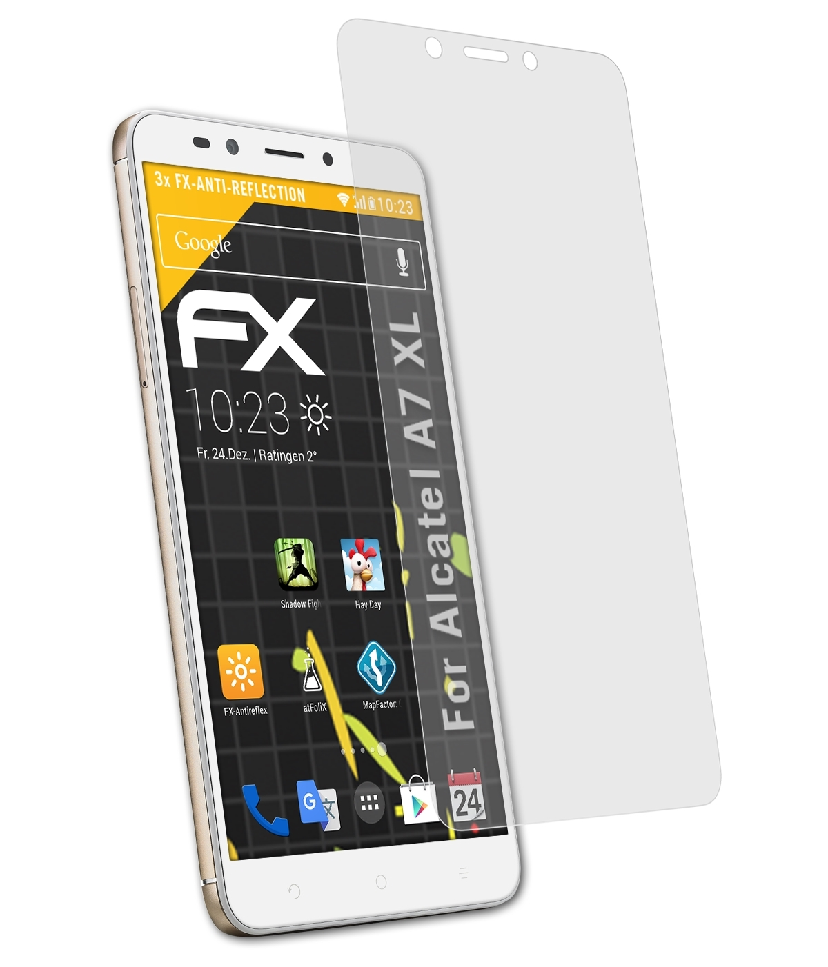 ATFOLIX 3x FX-Antireflex A7 Alcatel Displayschutz(für XL)