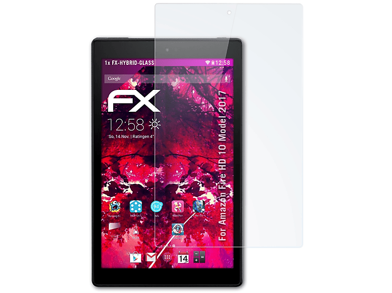 ATFOLIX FX-Hybrid-Glass Schutzglas(für Amazon Fire HD 10 (Model 2017))