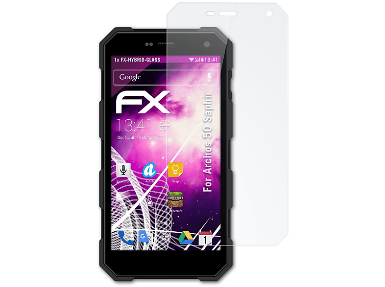 ATFOLIX FX-Hybrid-Glass Schutzglas(für Archos 50 Saphir)