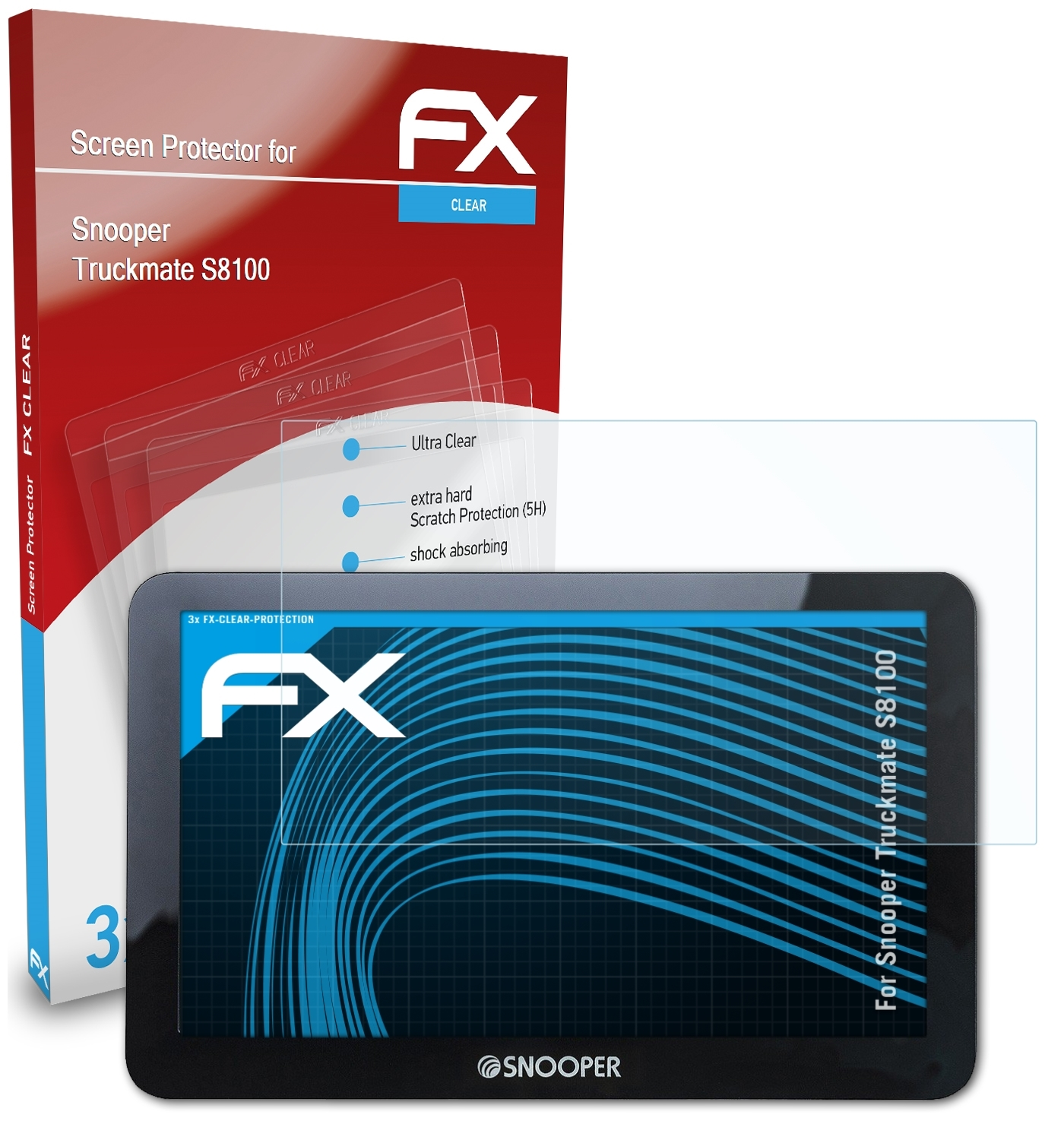 3x FX-Clear Snooper Displayschutz(für Truckmate ATFOLIX S8100)