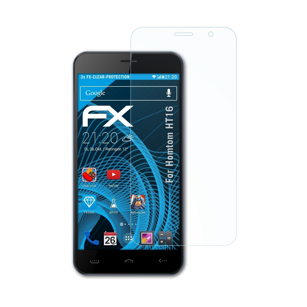 HT16) 3x FX-Clear Homtom Displayschutz(für ATFOLIX