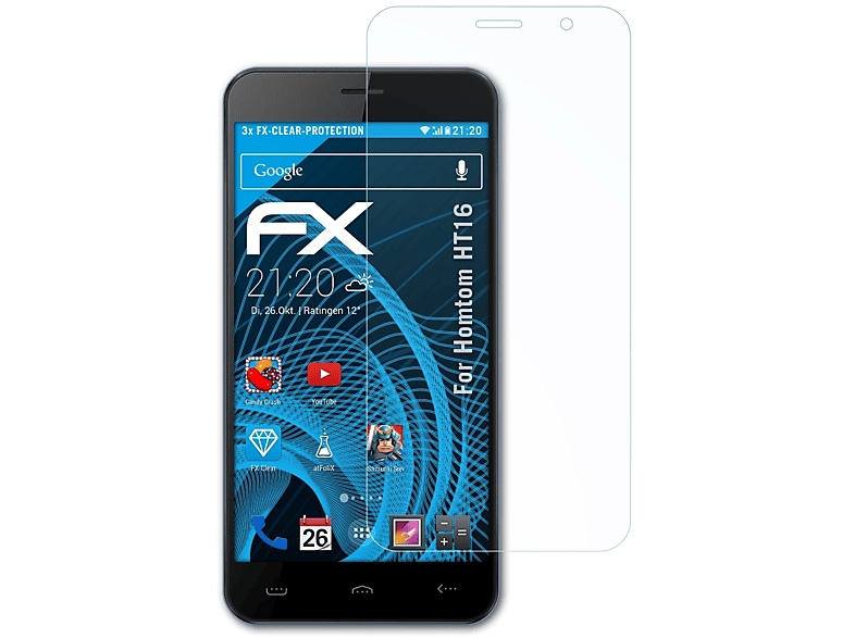 ATFOLIX 3x FX-Clear Displayschutz(für Homtom HT16)