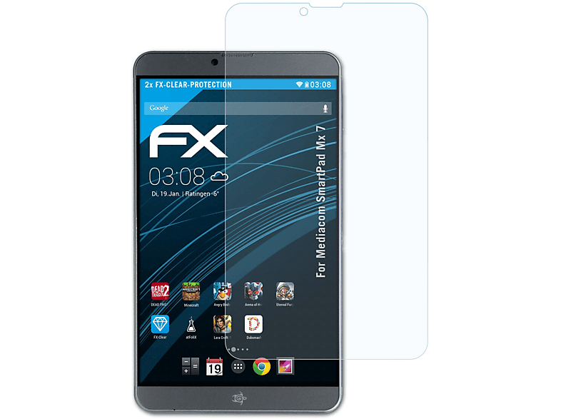 ATFOLIX 2x FX-Clear 7) Mediacom SmartPad Mx Displayschutz(für