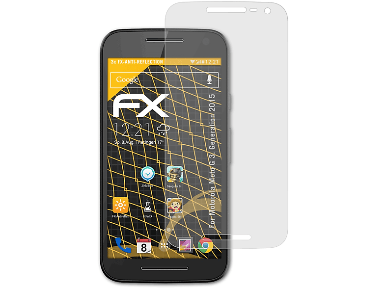 ATFOLIX 3x FX-Antireflex Displayschutz(für Motorola Moto G (3. Generation 2015))