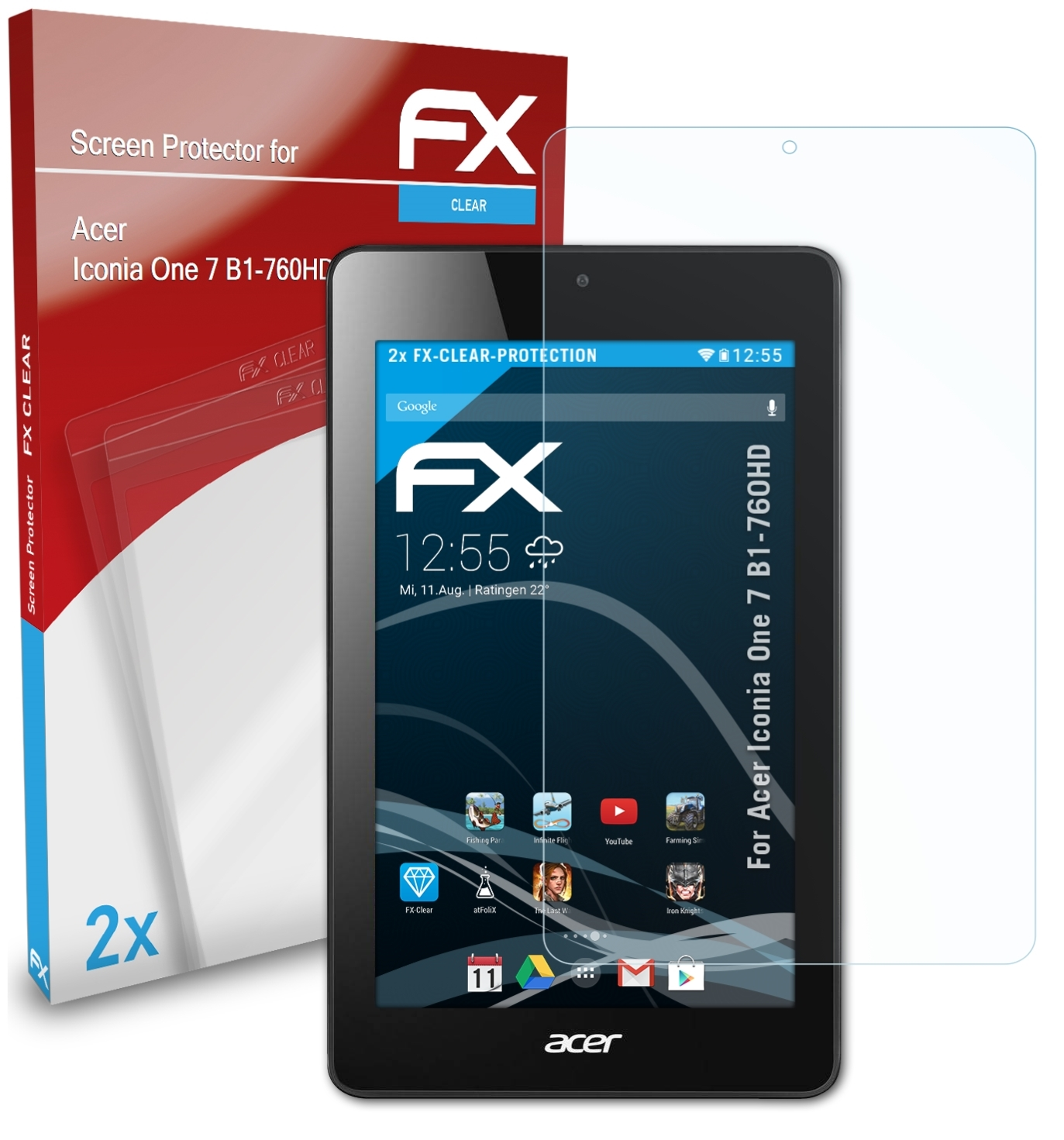 Iconia 7 Displayschutz(für (B1-760HD)) ATFOLIX Acer 2x One FX-Clear