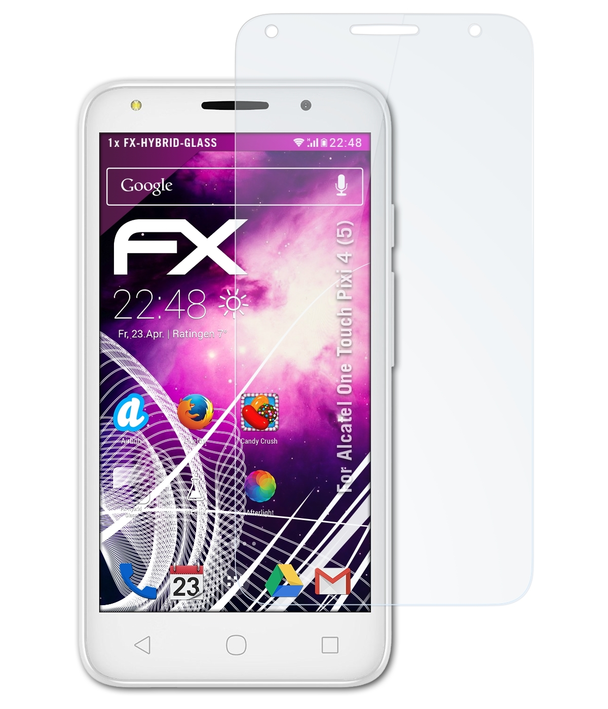 ATFOLIX FX-Hybrid-Glass Schutzglas(für One Alcatel 4 Pixi (5)) Touch