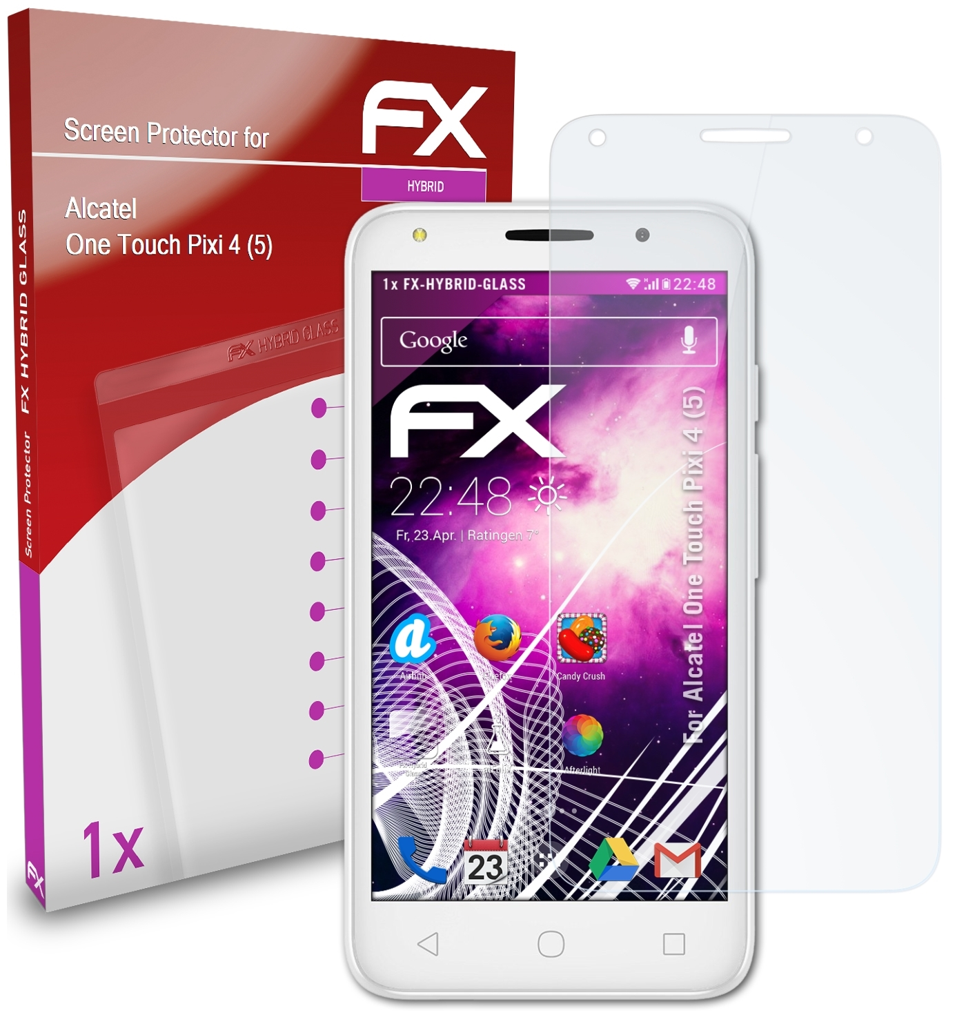 Schutzglas(für Touch FX-Hybrid-Glass 4 (5)) Pixi One ATFOLIX Alcatel