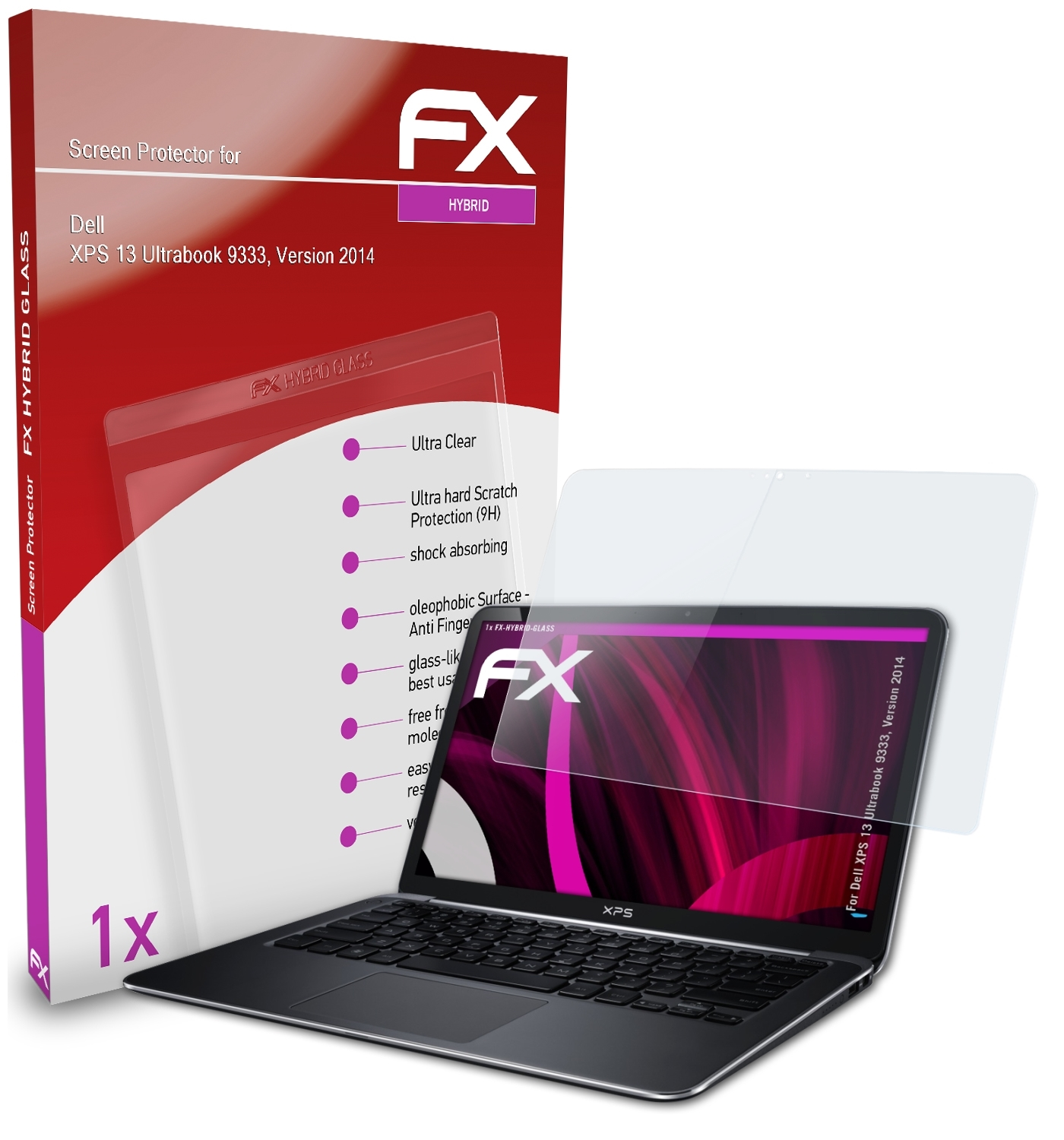 Version 13 ATFOLIX FX-Hybrid-Glass (9333, Schutzglas(für XPS Ultrabook 2014)) Dell