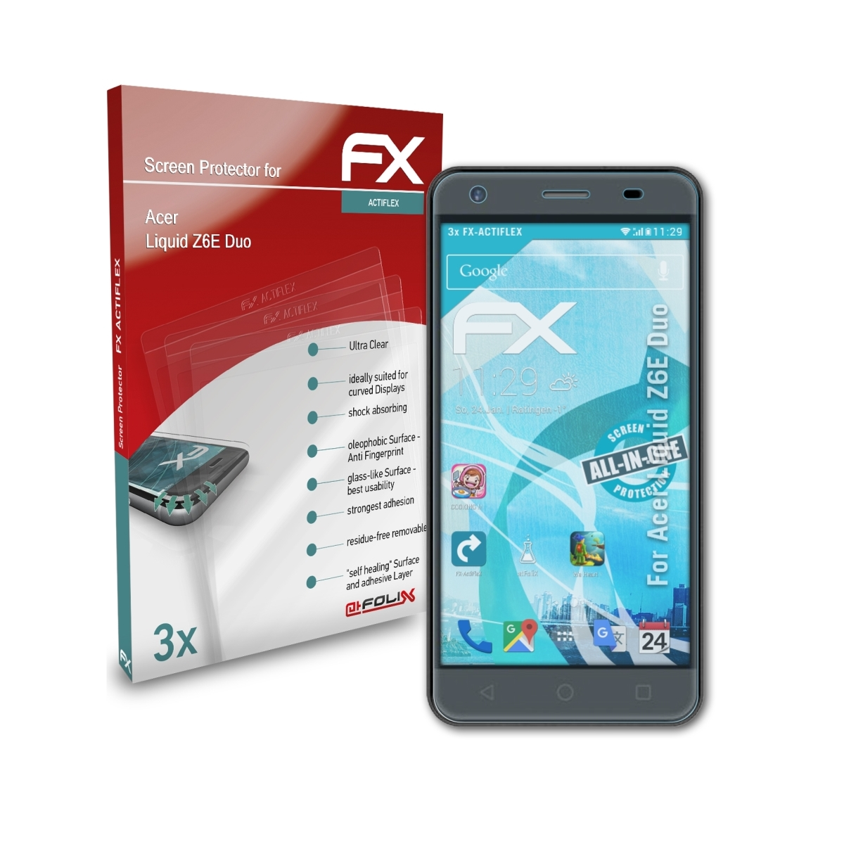 ATFOLIX 3x FX-ActiFleX Displayschutz(für Acer Liquid Z6E (Duo))