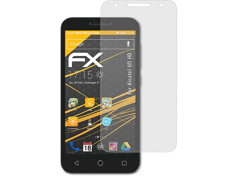 ATFOLIX 3x FX-Antireflex Displayschutz(für U5 Alcatel HD)