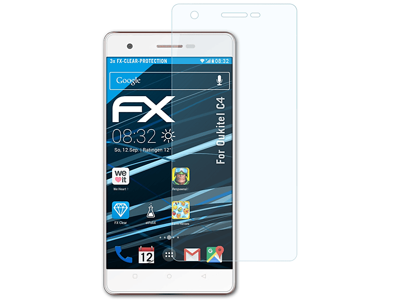 ATFOLIX 3x Displayschutz(für C4) FX-Clear Oukitel