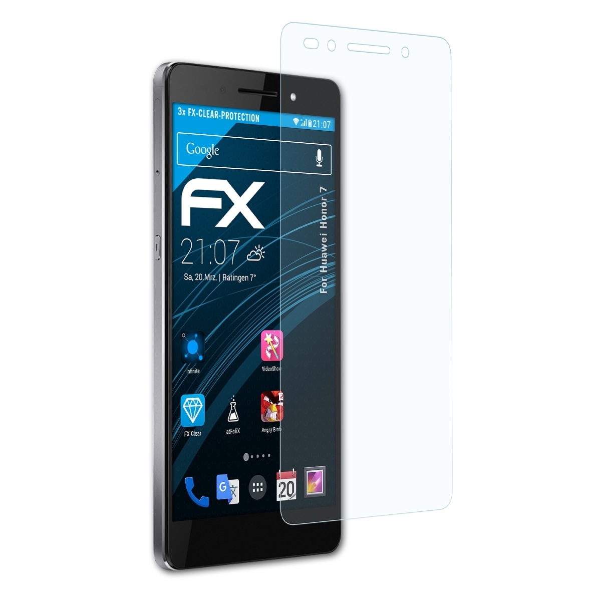 ATFOLIX 3x 7) FX-Clear Displayschutz(für Honor Huawei