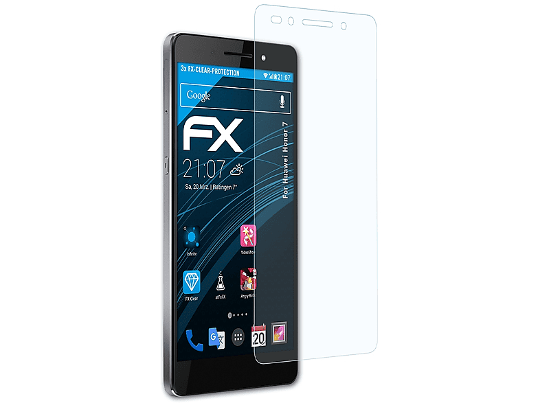 ATFOLIX 3x 7) FX-Clear Displayschutz(für Honor Huawei