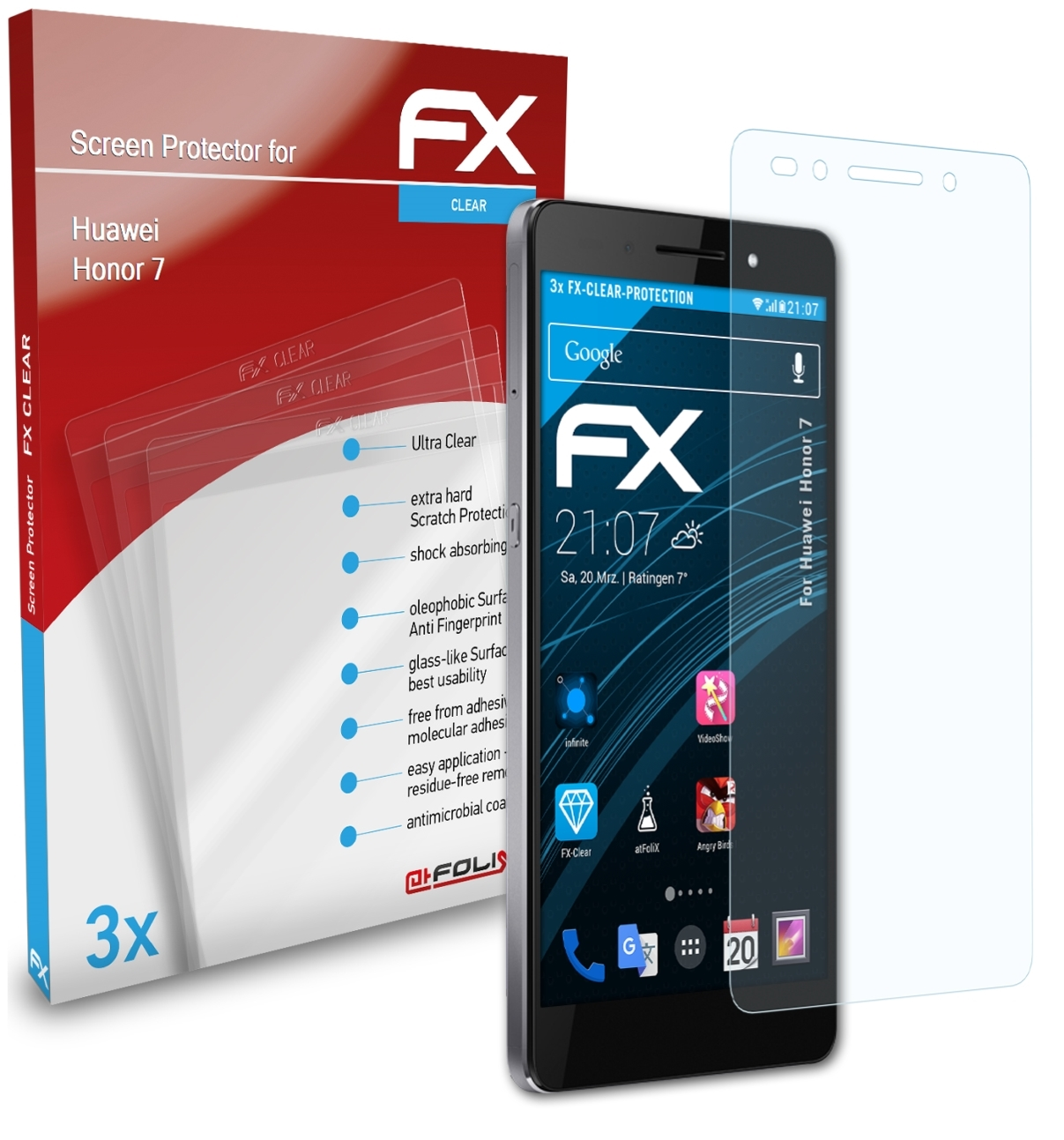 Huawei ATFOLIX Honor Displayschutz(für 7) FX-Clear 3x