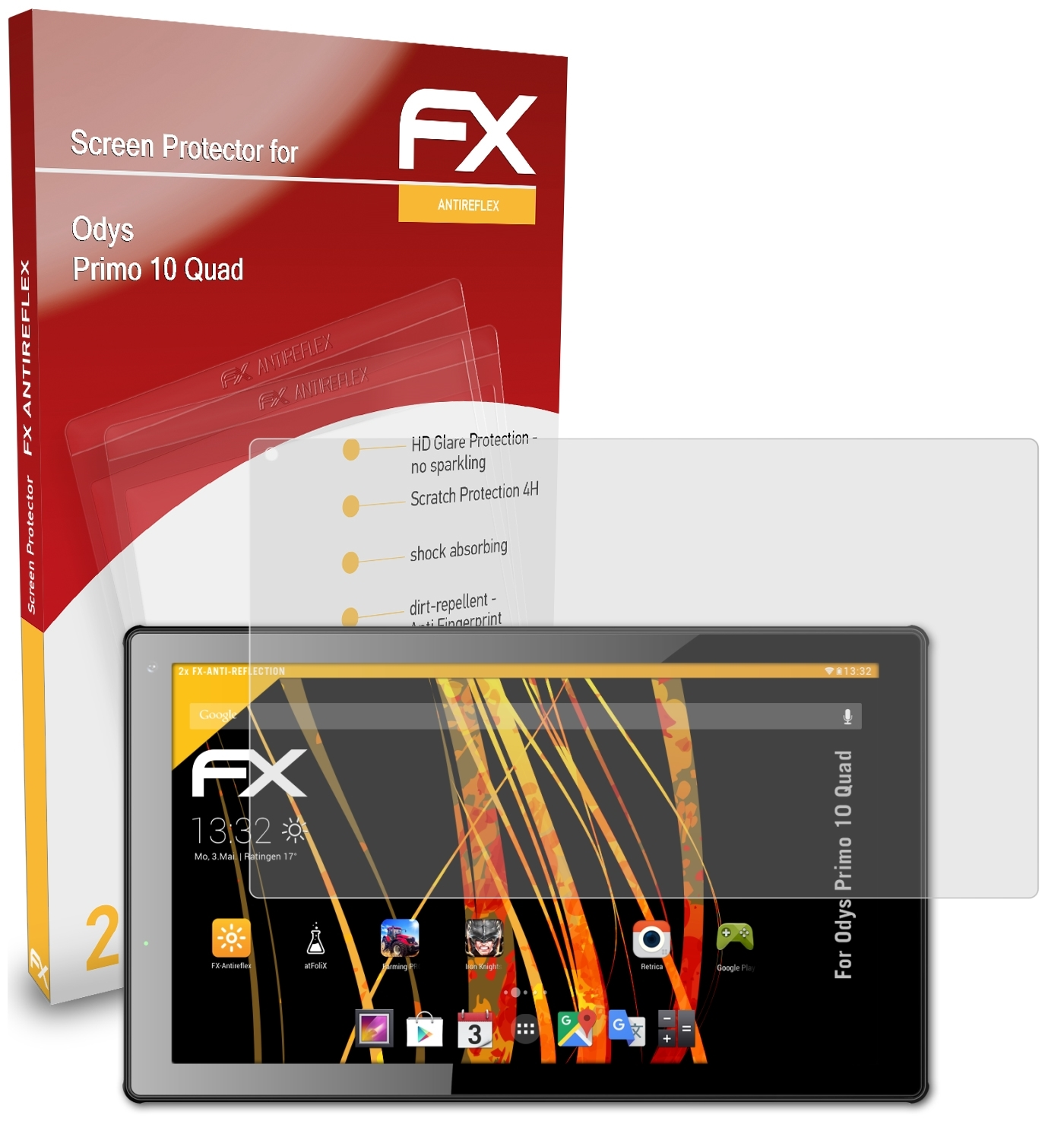 ATFOLIX 2x FX-Antireflex Displayschutz(für Odys 10 Primo Quad)