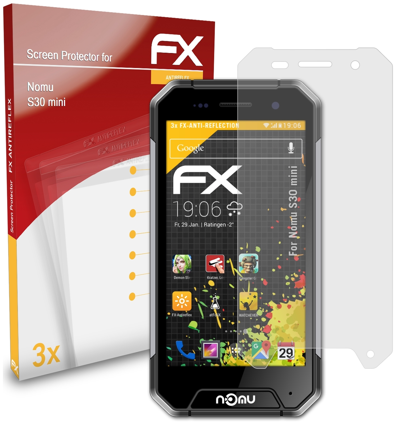 ATFOLIX 3x FX-Antireflex Displayschutz(für S30 mini) Nomu