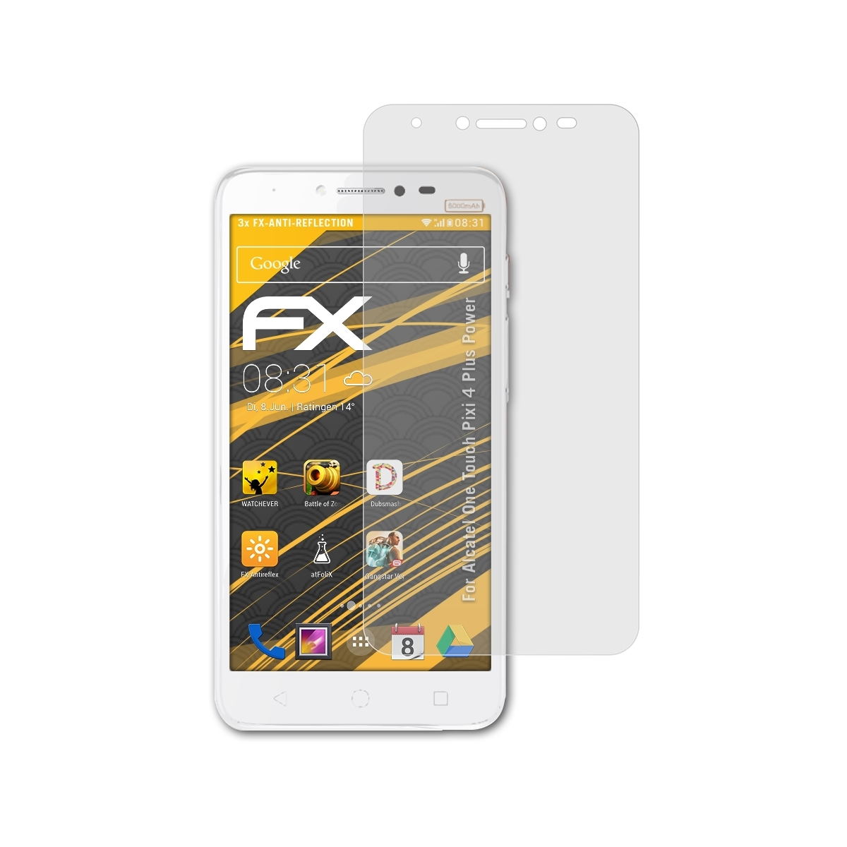 ATFOLIX 3x 4 Pixi Alcatel FX-Antireflex Plus One Power) Touch Displayschutz(für