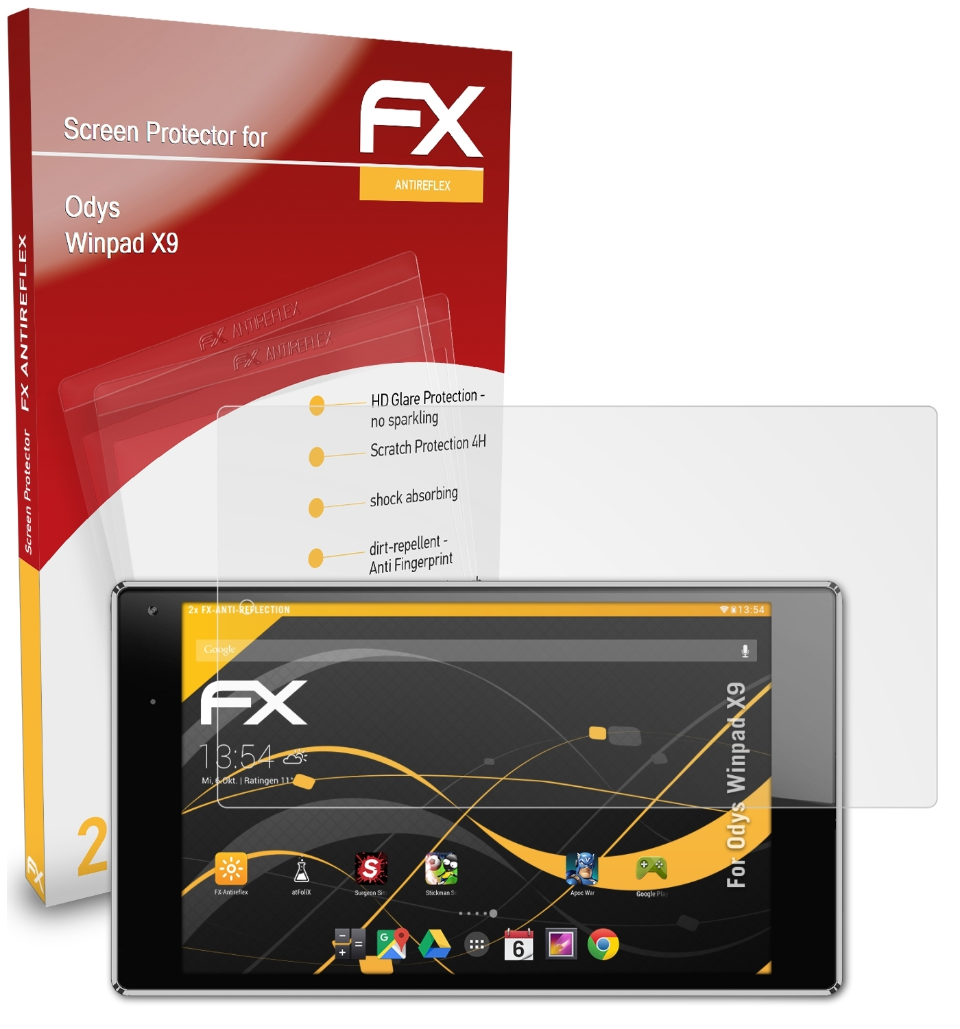Odys X9) ATFOLIX Winpad Displayschutz(für FX-Antireflex 2x
