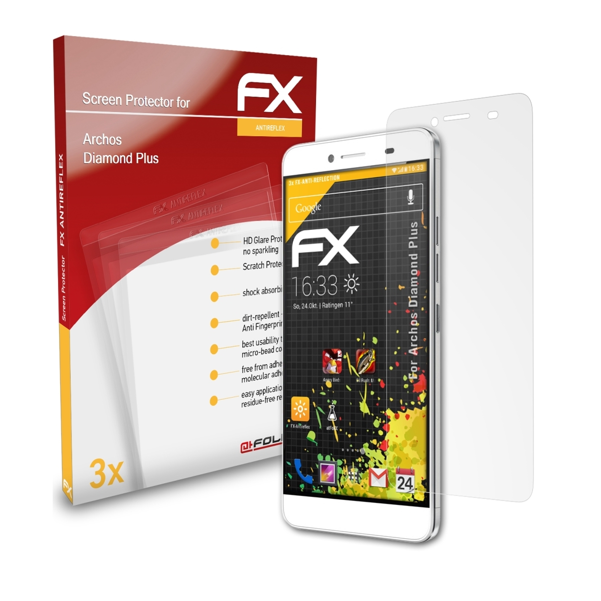 ATFOLIX 3x FX-Antireflex Archos Diamond Plus) Displayschutz(für