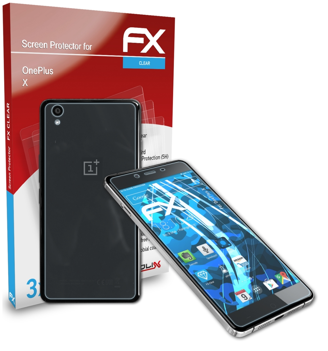 Displayschutz(für X) ATFOLIX 3x OnePlus FX-Clear