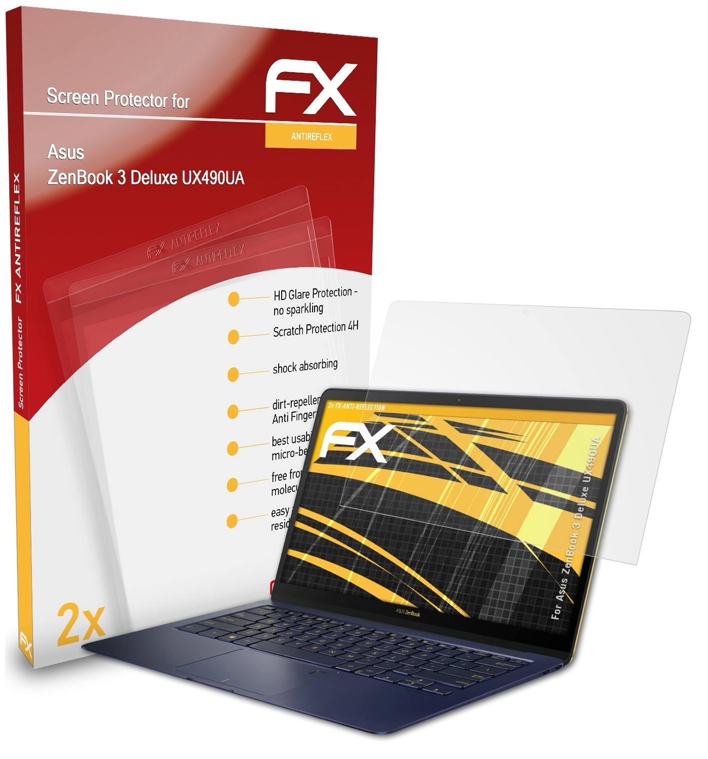 ATFOLIX 2x FX-Antireflex ZenBook (UX490UA)) Asus 3 Displayschutz(für Deluxe