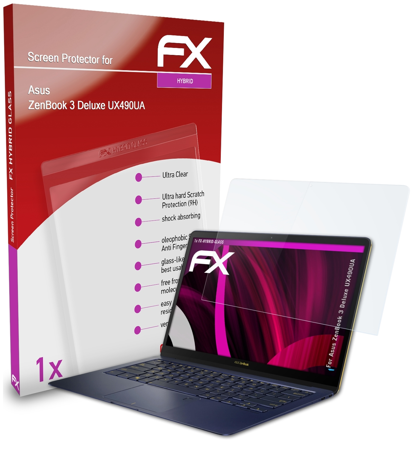 ATFOLIX FX-Hybrid-Glass Schutzglas(für Deluxe ZenBook (UX490UA)) 3 Asus